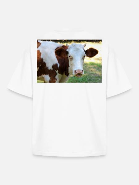 Affiche de vache - T-shirt unisexe boxy épais biologique Stanley/Stella - blanc