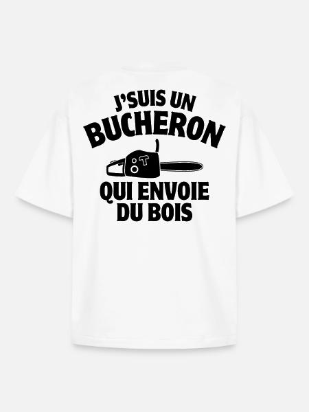 bûcheron, forêt, élagage - T-shirt unisexe boxy épais biologique Stanley/Stella - blanc