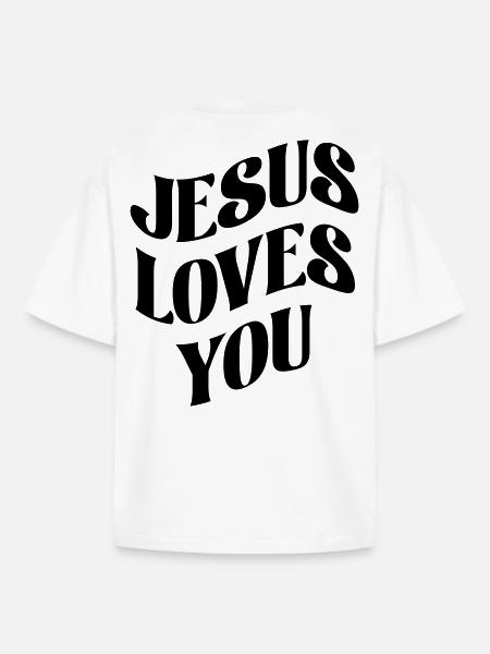 Jésus t’aime - T-shirt unisexe boxy épais biologique Stanley/Stella - blanc