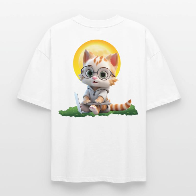 Smart Cat Sun Coder : Impression d’art pour ordinateur portable chaton T-shirt unisexe épais coupe boxy Stanley/Stella