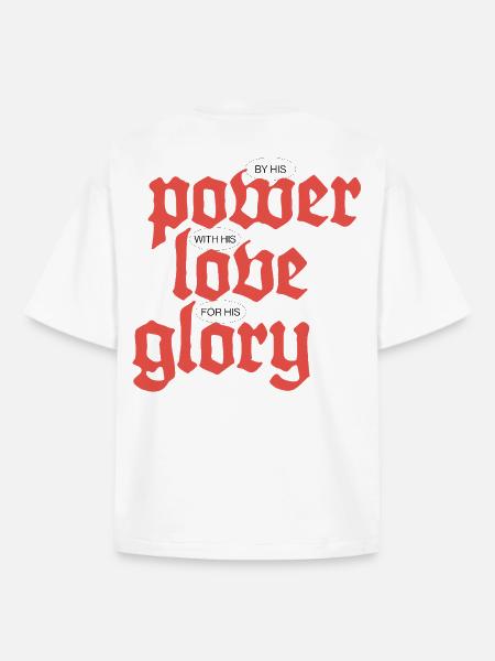 Power, Love & Glory | White - Boxy Heavyweight Unisex Organic T-Shirt by Stanley/Stella - white