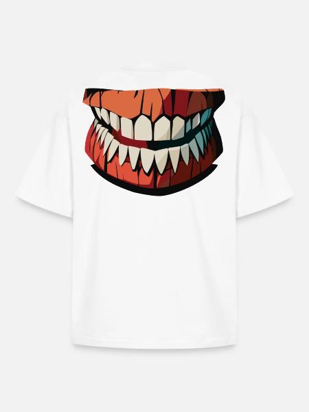 Darkjaw's Spooky Smile - Boxy Heavyweight Unisex Organic T-Shirt by Stanley/Stella - white