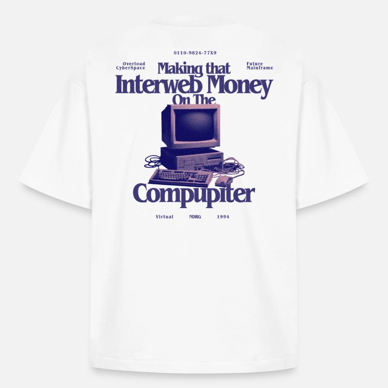 InterwebMoney Computer Design - Heavyweight Boxy Unisex T-Shirt by Stanley/Stella - white
