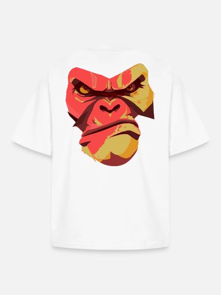 Conception Gorilla Power Back - T-shirt unisexe boxy épais biologique Stanley/Stella - blanc