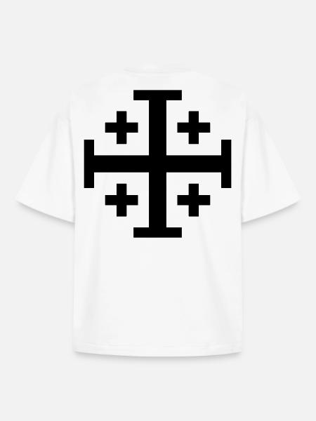 Crusader Cross - Boxy Heavyweight Unisex Organic T-Shirt by Stanley/Stella - white