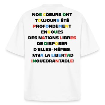 VIVE LA LIBERTÉ - T-shirt unisexe boxy épais biologique Stanley/Stella - blanc - Dos - AI Model Male 185 light (185cm)