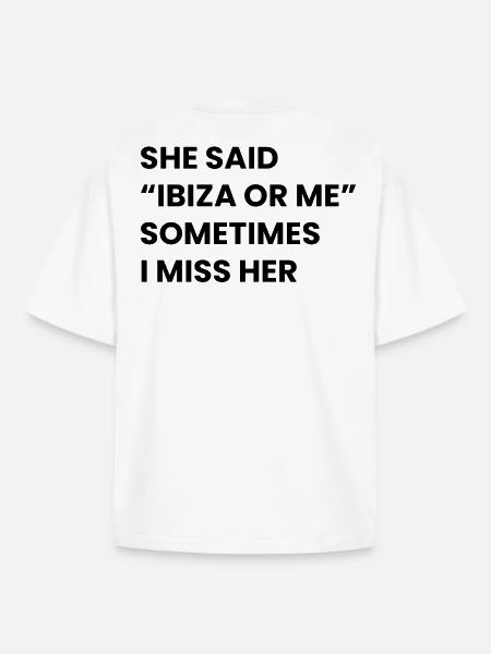 Ibiza or Me – Funny Party Shirt - Boxy Heavyweight Unisex Organic T-Shirt by Stanley/Stella - white