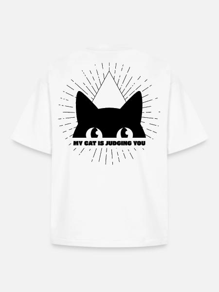 MY CAT IS JUDGING YOU - Boxy Heavyweight Unisex Organic T-Shirt by Stanley/Stella - white