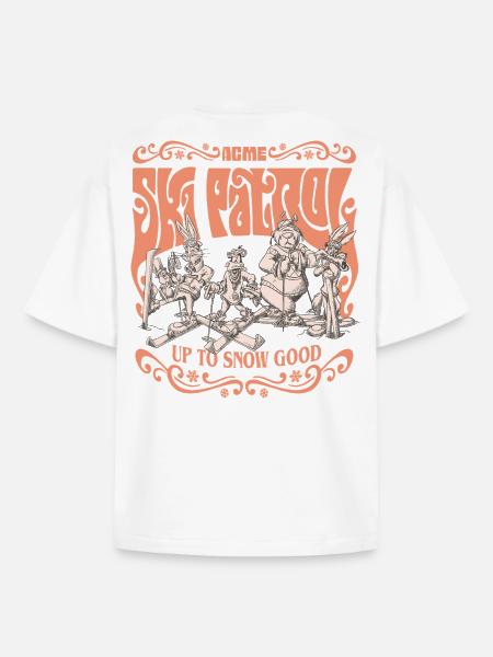 Looney Tunes AGME Ski Patrulje med Saying - Stanley/Stella unisex boxy heavyweight T-shirt økologisk - hvid