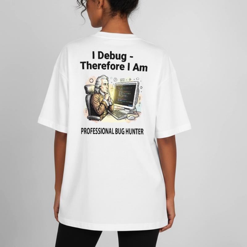 Retro Scholar at Coding Console - light background Heavyweight Boxy Unisex T-Shirt by Stanley/Stella