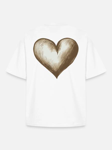 Sepia Sketch Heart - Boxy Heavyweight Unisex Organic T-Shirt by Stanley/Stella - white