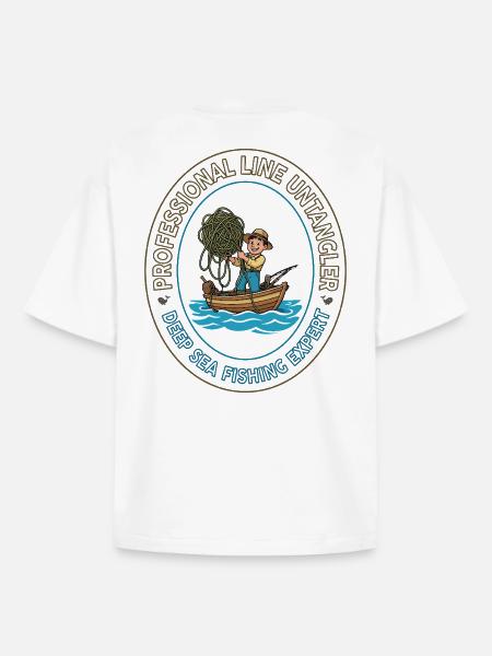 Deep Sea Fishing Expert Emblem - Boxy Heavyweight Unisex Organic T-Shirt by Stanley/Stella - white