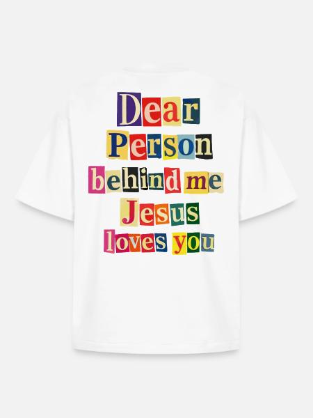 Jésus t’aime, message positif - T-shirt unisexe boxy épais biologique Stanley/Stella - blanc