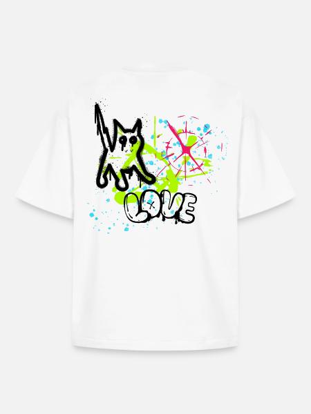 Neon Graffiti Splatter Pattern - Boxy Heavyweight Unisex Organic T-Shirt by Stanley/Stella - white