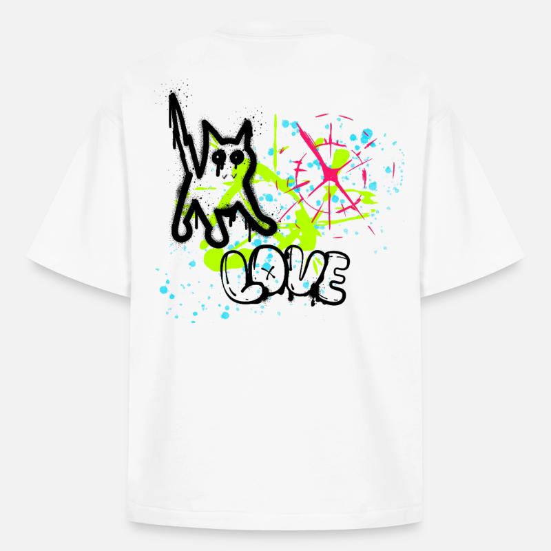 Neon Graffiti Splatter Muster - Boxy Heavyweight Unisex Organic T-Shirt von Stanley/Stella - Weiß