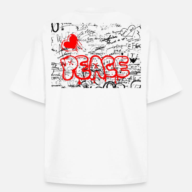 Pense Graffiti Herz Rot - Boxy Heavyweight Unisex Organic T-Shirt von Stanley/Stella - Weiß