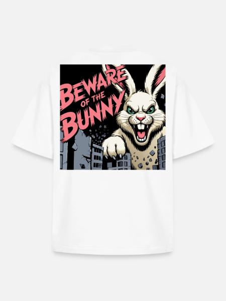 Beware of the Bunny - Boxy Heavyweight Unisex Organic T-Shirt von Stanley/Stella - Weiß