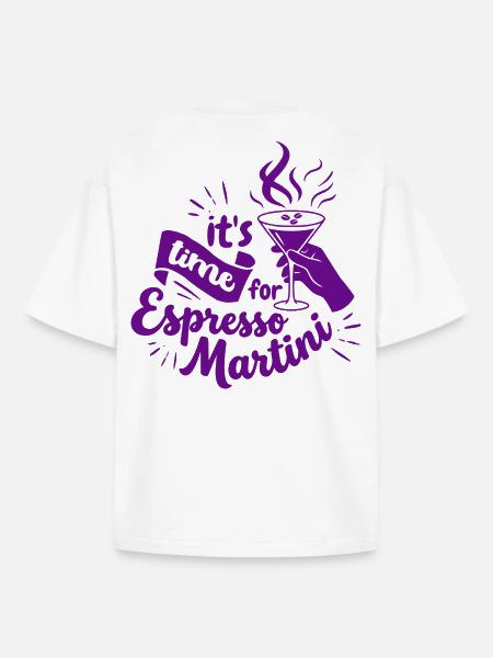 Espresso Martini Design with handlettering detail - Boxy Heavyweight Unisex Organic T-Shirt by Stanley/Stella - white