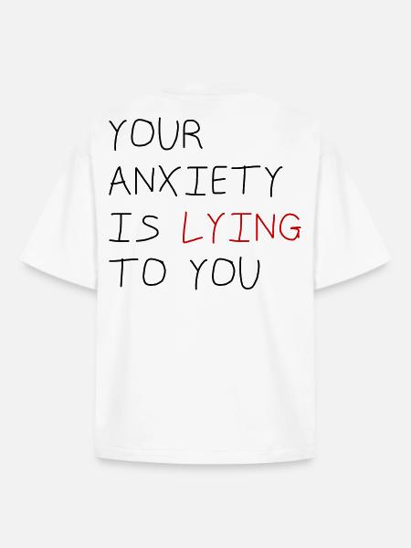 Ton anxiété te ment - T-shirt unisexe boxy épais biologique Stanley/Stella - blanc