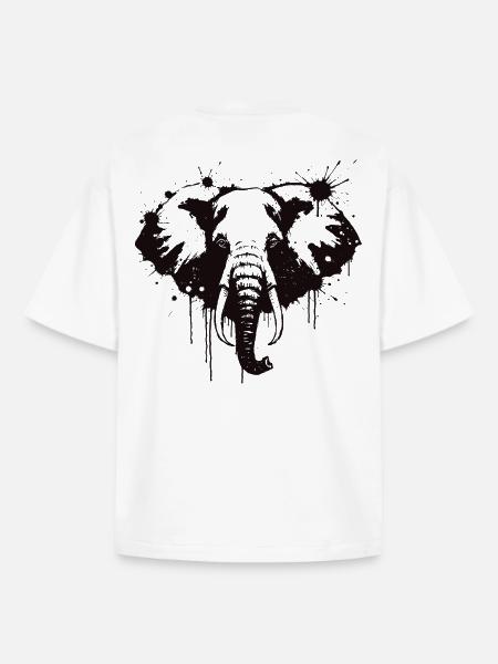 Elephant Ink Splash Black - Boxy Heavyweight Unisex Organic T-Shirt von Stanley/Stella - Weiß