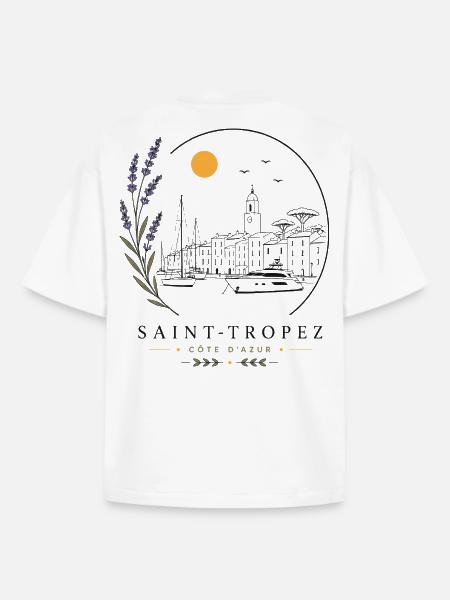 Saint-Tropez Hafen Blick - Boxy Heavyweight Unisex Organic T-Shirt von Stanley/Stella - Weiß