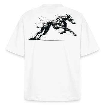 Galgo Ink 01 - Stanley/Stella unisex boxy heavyweight T-shirt økologisk - hvid - Bagpå - AI Model Male 185 light (185cm)