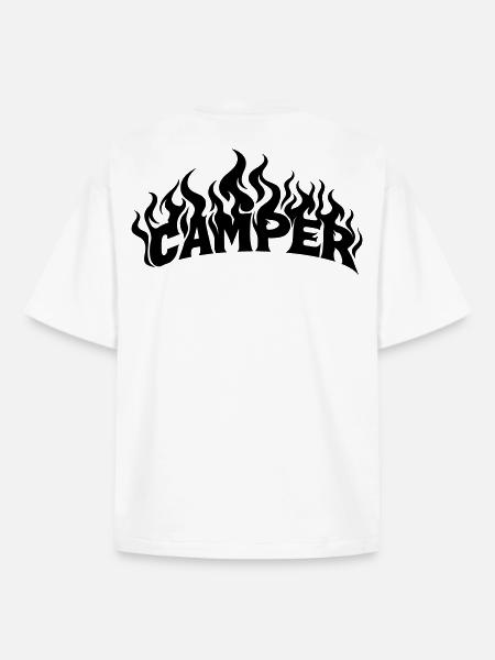 Camper Flames - Boxy Heavyweight Unisex Organic T-Shirt by Stanley/Stella - white