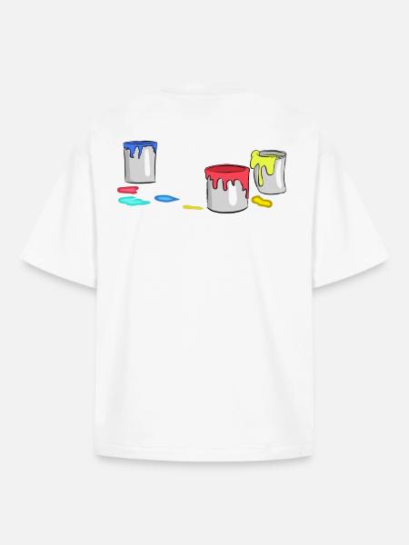 Bunte Farbeimer Maler Berufe Arbeit Job Pinsel - Boxy Heavyweight Unisex Organic T-Shirt von Stanley/Stella - Weiß