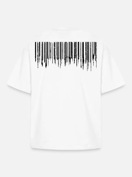 Code-barres - Noir - T-shirt unisexe boxy épais biologique Stanley/Stella - blanc