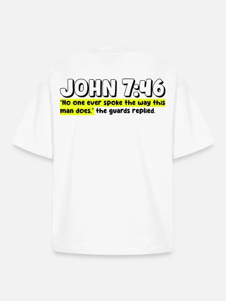 John 7:46 | Bible Quote - Boxy Heavyweight Unisex Organic T-Shirt by Stanley/Stella - white