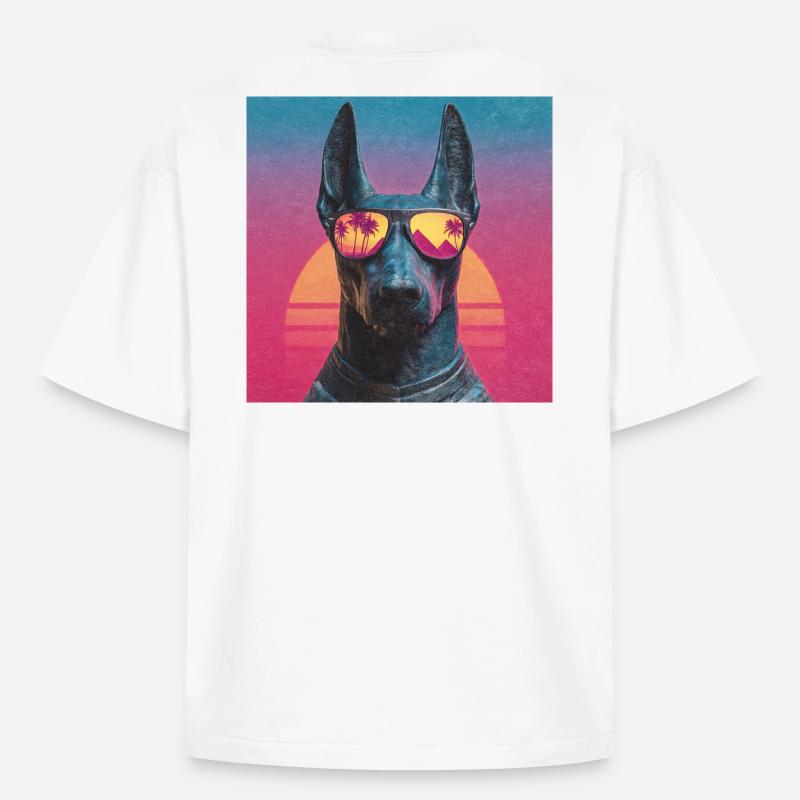 Anubis Synthwave - God on Vacation - Boxy Heavyweight Unisex Organic T-Shirt by Stanley/Stella - white
