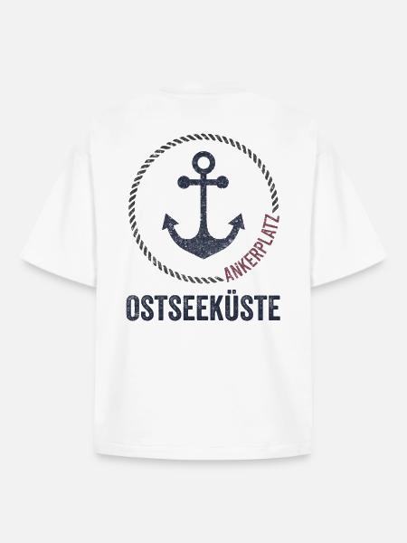 Ostseeküste Ankerplatz Nautik-Design - Boxy Heavyweight Unisex Organic T-Shirt von Stanley/Stella - Weiß