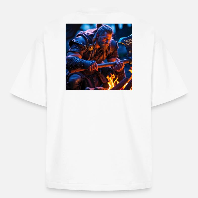Fantasy Wikinger mit einer Axt - Boxy Heavyweight Unisex Organic T-Shirt von Stanley/Stella - Weiß