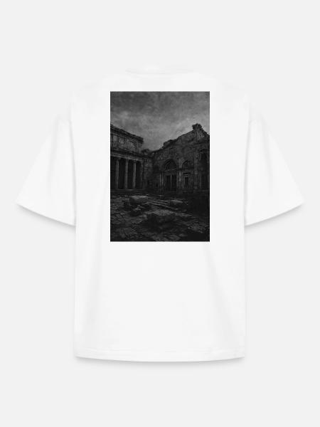 Monochrome Ruine im Verfall - Boxy Heavyweight Unisex Organic T-Shirt von Stanley/Stella - Weiß