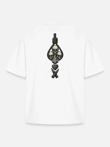 Avi Collection – Skulls & Flame - Boxy Heavyweight Unisex Organic T-Shirt by Stanley/Stella - white