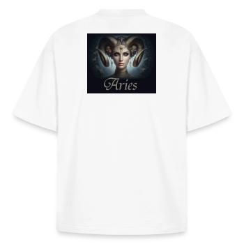 Aries -  Sternzeichen Widder - Boxy Heavyweight Unisex Organic T-Shirt von Stanley/Stella - Weiß - Hinten - AI Model Male 185 light (185cm)