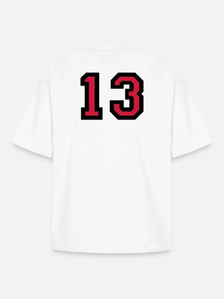 Le numéro 13 - numéro de treize - T-shirt unisexe boxy épais biologique Stanley/Stella - blanc