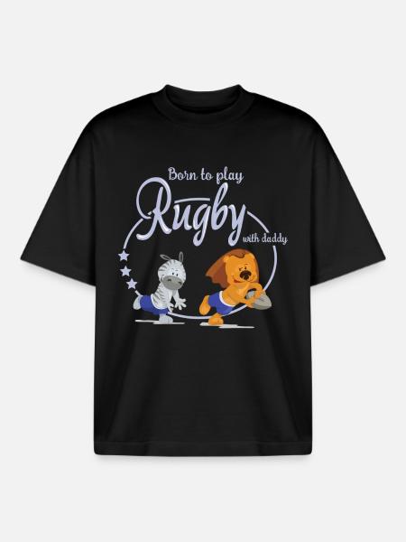 rugby - Boxy Heavyweight Unisex Organic T-Shirt by Stanley/Stella - black