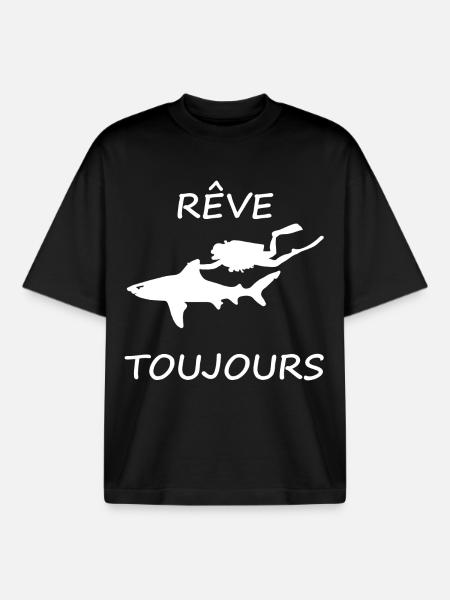 Rêve toujours - T-shirt unisexe boxy épais biologique Stanley/Stella - noir