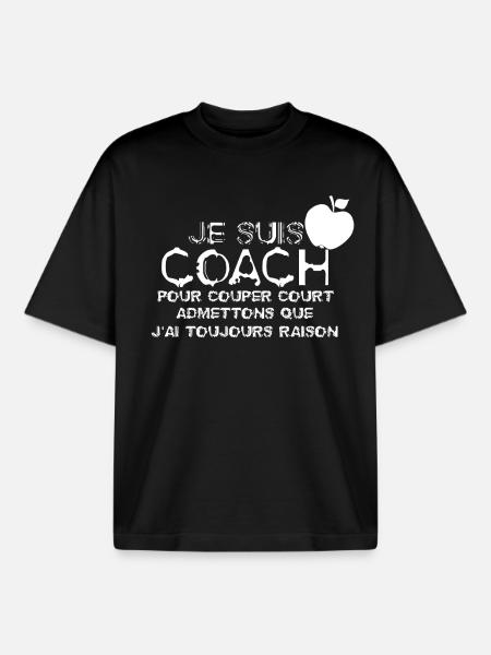 Je suis Coach - T-shirt unisexe boxy épais biologique Stanley/Stella - noir