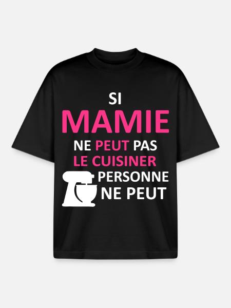 Mamie peut le cuisiner - T-shirt unisexe boxy épais biologique Stanley/Stella - noir