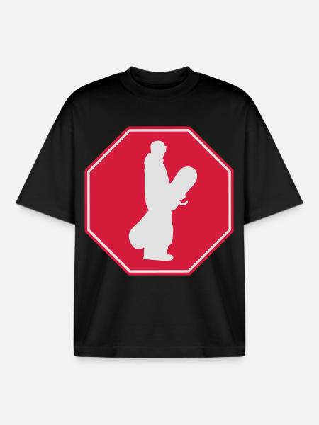 Logo de snowboard - T-shirt unisexe boxy épais biologique Stanley/Stella - noir