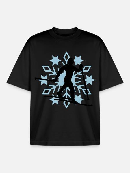 Cross-country snow flake - Boxy Heavyweight Unisex Organic T-Shirt by Stanley/Stella - black