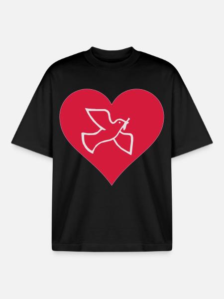 Friedenstaube Herz - Boxy Heavyweight Unisex Organic T-Shirt von Stanley/Stella - Schwarz
