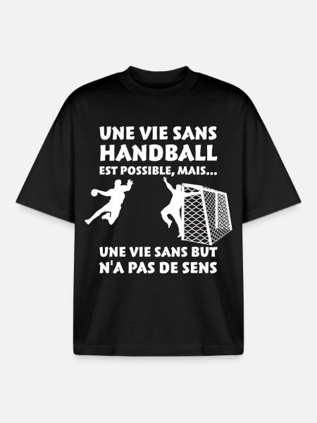 Une vie sans Handball - T-shirt unisexe boxy épais biologique Stanley/Stella - noir