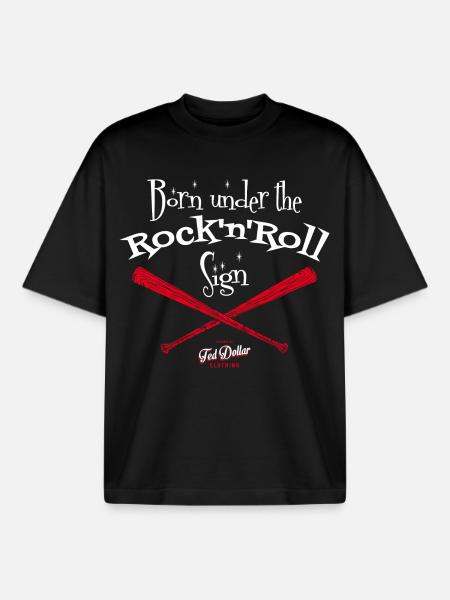 Born under the rock'n'Rol - Boxy Heavyweight Unisex Organic T-Shirt by Stanley/Stella - black