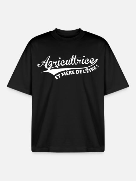 Agricultrice et fière de l'être - T-shirt unisexe boxy épais biologique Stanley/Stella - noir