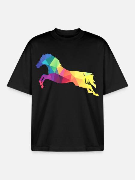 Springendes Pferd - Boxy Heavyweight Unisex Organic T-Shirt von Stanley/Stella - Schwarz