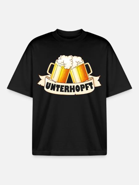 Unterhopft - Boxy Heavyweight Unisex Organic T-Shirt von Stanley/Stella - Schwarz