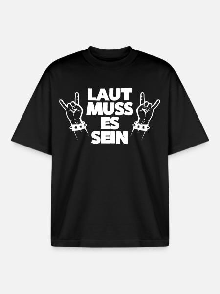 LAUT MUSS ES SEIN - Boxy Heavyweight Unisex Organic T-Shirt von Stanley/Stella - Schwarz